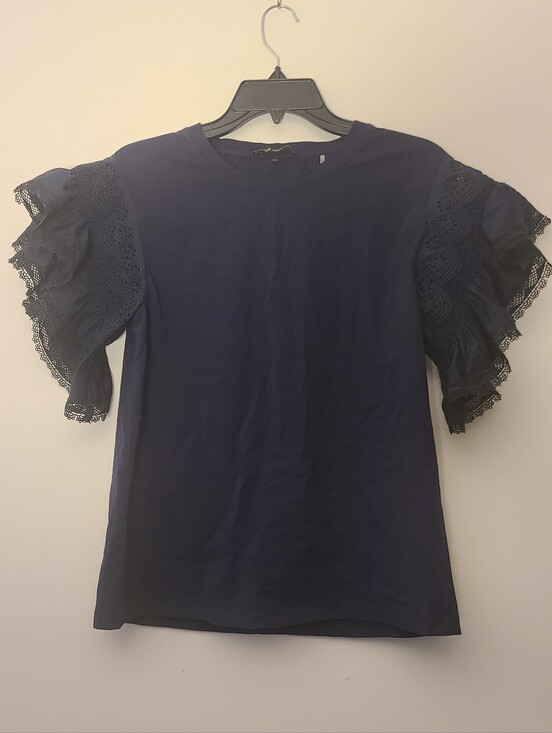 Kobi Halperin Tops - Kobi Halperin Navy Lace Flutter Sleeve Top Womens Size Small